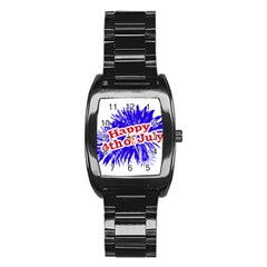 Happy 4th Of July Graphic Logo Stainless Steel Barrel Watch by dflcprints