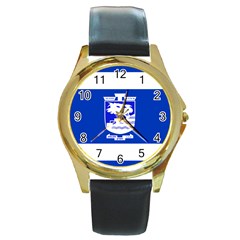 Flag Of Holon  Round Gold Metal Watch