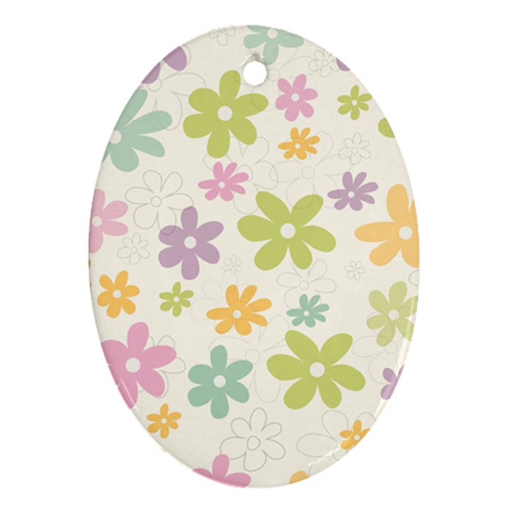 Beautiful spring flowers background Ornament (Oval)