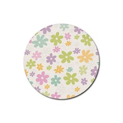 Beautiful Spring Flowers Background Rubber Round Coaster (4 Pack)  by TastefulDesigns