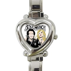 Sid And Nancy Heart Italian Charm Watch by Valentinaart