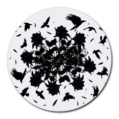 Black Roses And Ravens  Round Mousepads