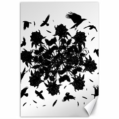 Black Roses And Ravens  Canvas 12  X 18   by Valentinaart