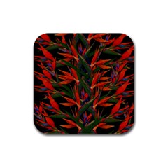 Bird Of Paradise Rubber Square Coaster (4 Pack)  by Valentinaart