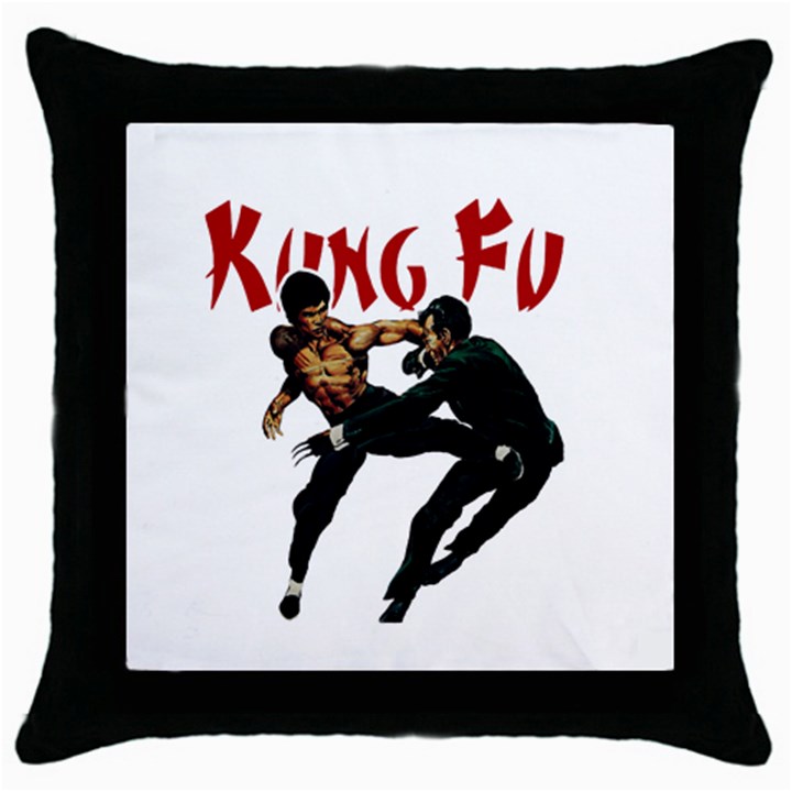 Kung Fu  Throw Pillow Case (Black)