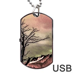 Fantasy Landscape Illustration Dog Tag Usb Flash (two Sides) by dflcprints