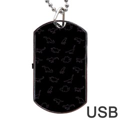 Dinosaurs Pattern Dog Tag Usb Flash (two Sides) by ValentinaDesign