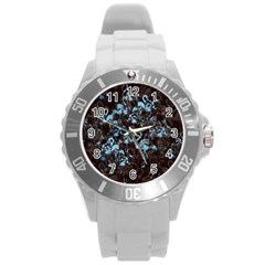 Flamingo Pattern Round Plastic Sport Watch (l)