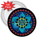 Abstract Mechanical Object 3  Buttons (100 pack)  Front