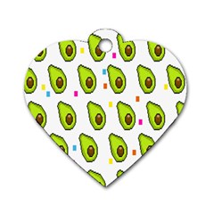 Avocado Seeds Green Fruit Plaid Dog Tag Heart (Two Sides)