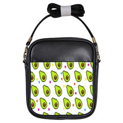 Avocado Seeds Green Fruit Plaid Girls Sling Bags