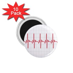 Cardiogram Vary Heart Rate Perform Line Red Plaid Wave Waves Chevron 1 75  Magnets (10 Pack)  by Mariart