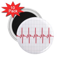 Cardiogram Vary Heart Rate Perform Line Red Plaid Wave Waves Chevron 2 25  Magnets (10 Pack) 