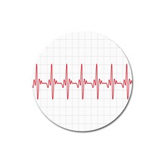 Cardiogram Vary Heart Rate Perform Line Red Plaid Wave Waves Chevron Magnet 3  (round)