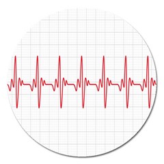 Cardiogram Vary Heart Rate Perform Line Red Plaid Wave Waves Chevron Magnet 5  (round) by Mariart