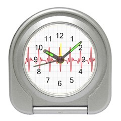 Cardiogram Vary Heart Rate Perform Line Red Plaid Wave Waves Chevron Travel Alarm Clocks by Mariart