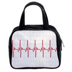 Cardiogram Vary Heart Rate Perform Line Red Plaid Wave Waves Chevron Classic Handbags (2 Sides)