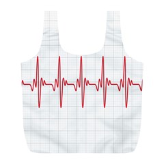 Cardiogram Vary Heart Rate Perform Line Red Plaid Wave Waves Chevron Full Print Recycle Bags (l)  by Mariart
