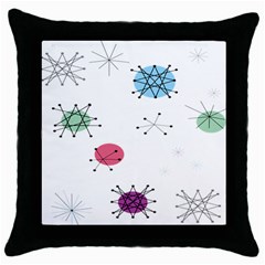 Atomic Starbursts Circle Line Polka Throw Pillow Case (black)