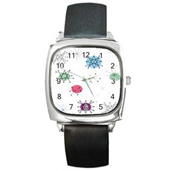 Atomic Starbursts Circle Line Polka Square Metal Watch