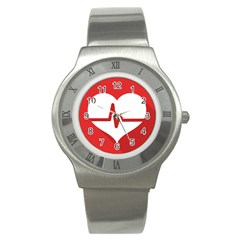 Cardiologist Hypertension Rheumatology Specialists Heart Rate Red Love Stainless Steel Watch by Mariart