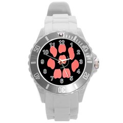 Craft Pink Black Polka Spot Round Plastic Sport Watch (l)