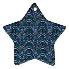 Boomarang Pattern Wave Waves Chevron Green Line Ornament (star)