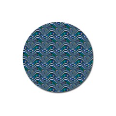 Boomarang Pattern Wave Waves Chevron Green Line Magnet 3  (round) by Mariart