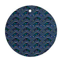 Boomarang Pattern Wave Waves Chevron Green Line Round Ornament (two Sides) by Mariart