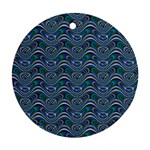 Boomarang Pattern Wave Waves Chevron Green Line Round Ornament (Two Sides) Back