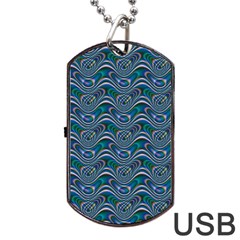 Boomarang Pattern Wave Waves Chevron Green Line Dog Tag Usb Flash (one Side) by Mariart