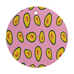 Fruit Avocado Green Pink Yellow Round Ornament (two Sides)