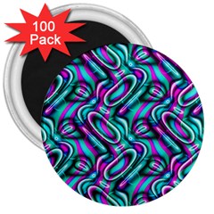 Circle Purple Green Wave Chevron Waves 3  Magnets (100 Pack)