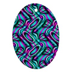 Circle Purple Green Wave Chevron Waves Oval Ornament (Two Sides)