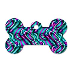 Circle Purple Green Wave Chevron Waves Dog Tag Bone (One Side)