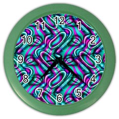 Circle Purple Green Wave Chevron Waves Color Wall Clocks