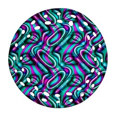 Circle Purple Green Wave Chevron Waves Ornament (Round Filigree)