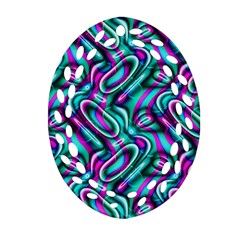 Circle Purple Green Wave Chevron Waves Oval Filigree Ornament (Two Sides)