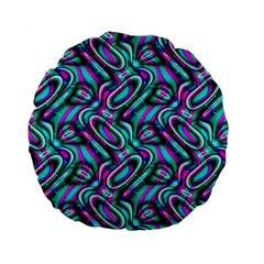 Circle Purple Green Wave Chevron Waves Standard 15  Premium Flano Round Cushions