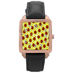 Avocados Seeds Yellow Brown Greeen Rose Gold Leather Watch  by Mariart