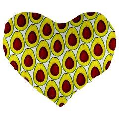 Avocados Seeds Yellow Brown Greeen Large 19  Premium Flano Heart Shape Cushions by Mariart