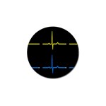 Heart Monitor Screens Pulse Trace Motion Black Blue Yellow Waves Golf Ball Marker Front