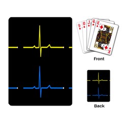 Heart Monitor Screens Pulse Trace Motion Black Blue Yellow Waves Playing Card by Mariart