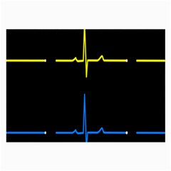 Heart Monitor Screens Pulse Trace Motion Black Blue Yellow Waves Large Glasses Cloth by Mariart