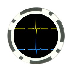 Heart Monitor Screens Pulse Trace Motion Black Blue Yellow Waves Poker Chip Card Guard by Mariart