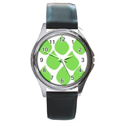 Green Water Rain Round Metal Watch