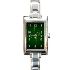 Heart Rate Green Line Light Healty Rectangle Italian Charm Watch by Mariart