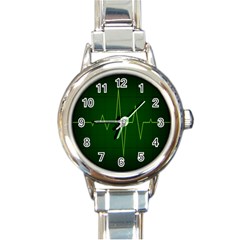 Heart Rate Green Line Light Healty Round Italian Charm Watch by Mariart