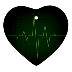 Heart Rate Green Line Light Healty Ornament (heart) by Mariart