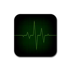 Heart Rate Green Line Light Healty Rubber Coaster (square) 